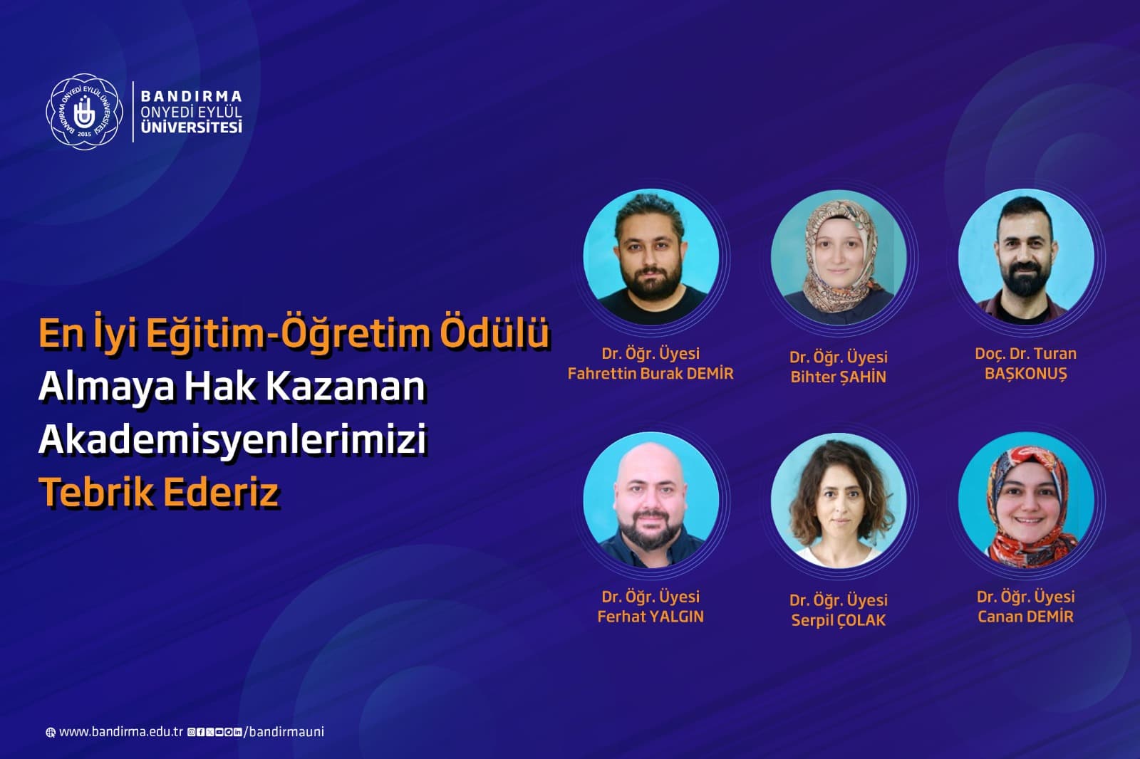 Bandırma Onyedi Eylül Üniversitesi’nde En İyi Eğitim-Öğretim Ödülleri Sahiplerini Buldu