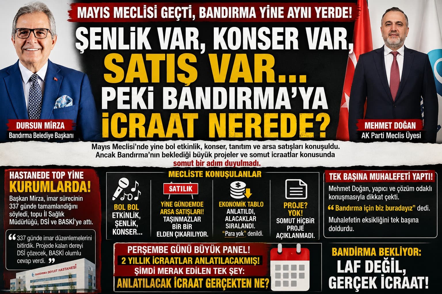 ŞENLİK VAR, KONSER VAR, SATIŞ VAR… PEKİ BANDIRMA’YA İCRAAT NEREDE?