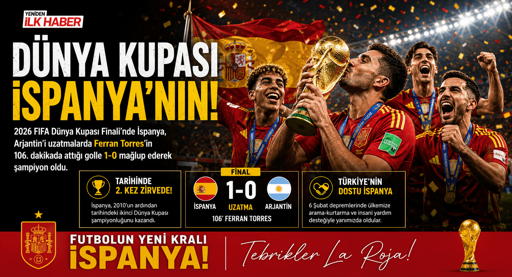 İSPANYA DÜNYANIN ZİRVESİNDE!
