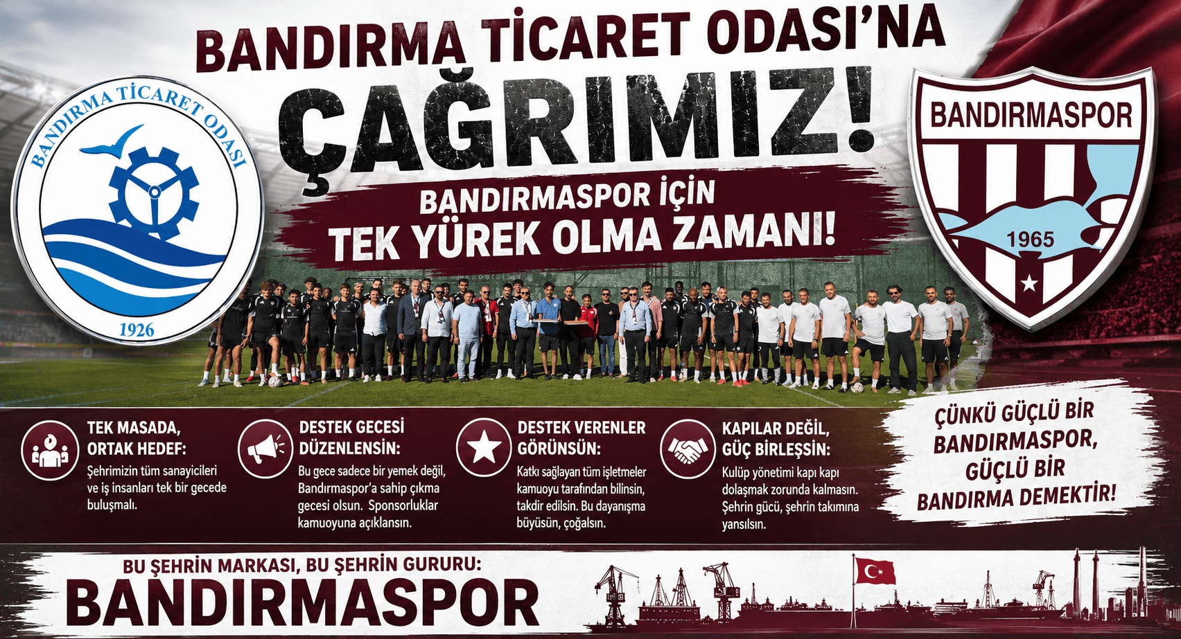 BANDIRMA TİCARET ODASI'NA ÇAĞRIMIZ: BANDIRMASPOR İÇİN ŞİMDİ ŞEHRİ AYAĞA KALDIRMA ZAMANI