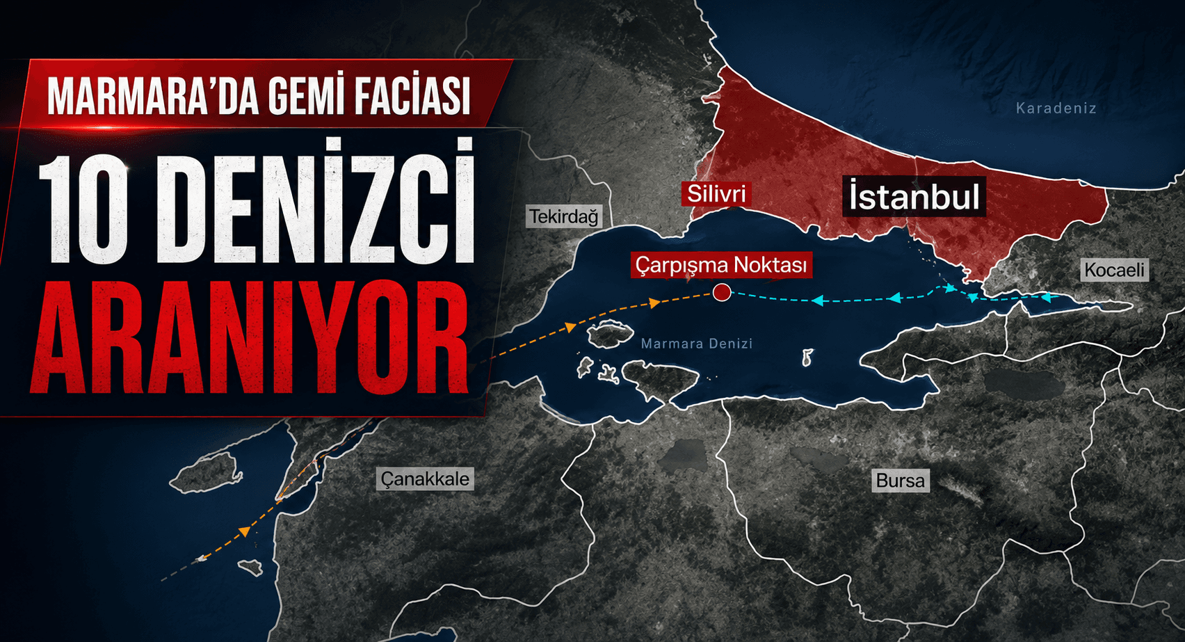 MARMARA’DA FACİA: GEMİ 11 DAKİKADA BATTI, 10 DENİZCİ ARANIYOR