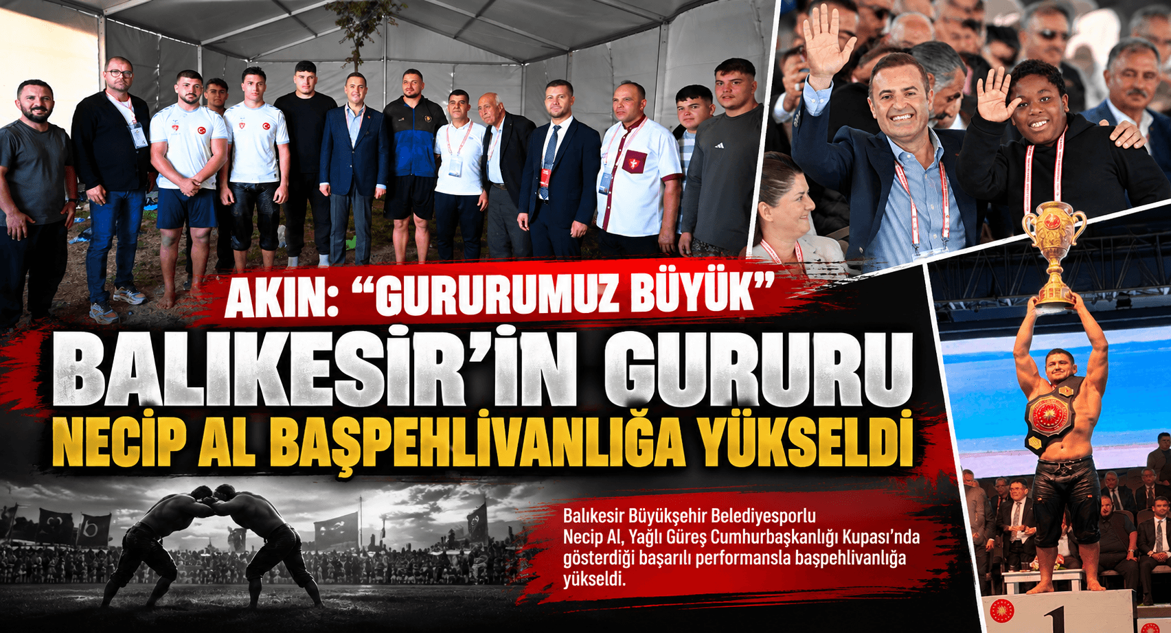 BALIKESİR’İN GURURU NECİP AL BAŞPEHLİVANLIĞA YÜKSELDİ
